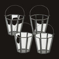 Set of four geometric glass lanterns on a white background